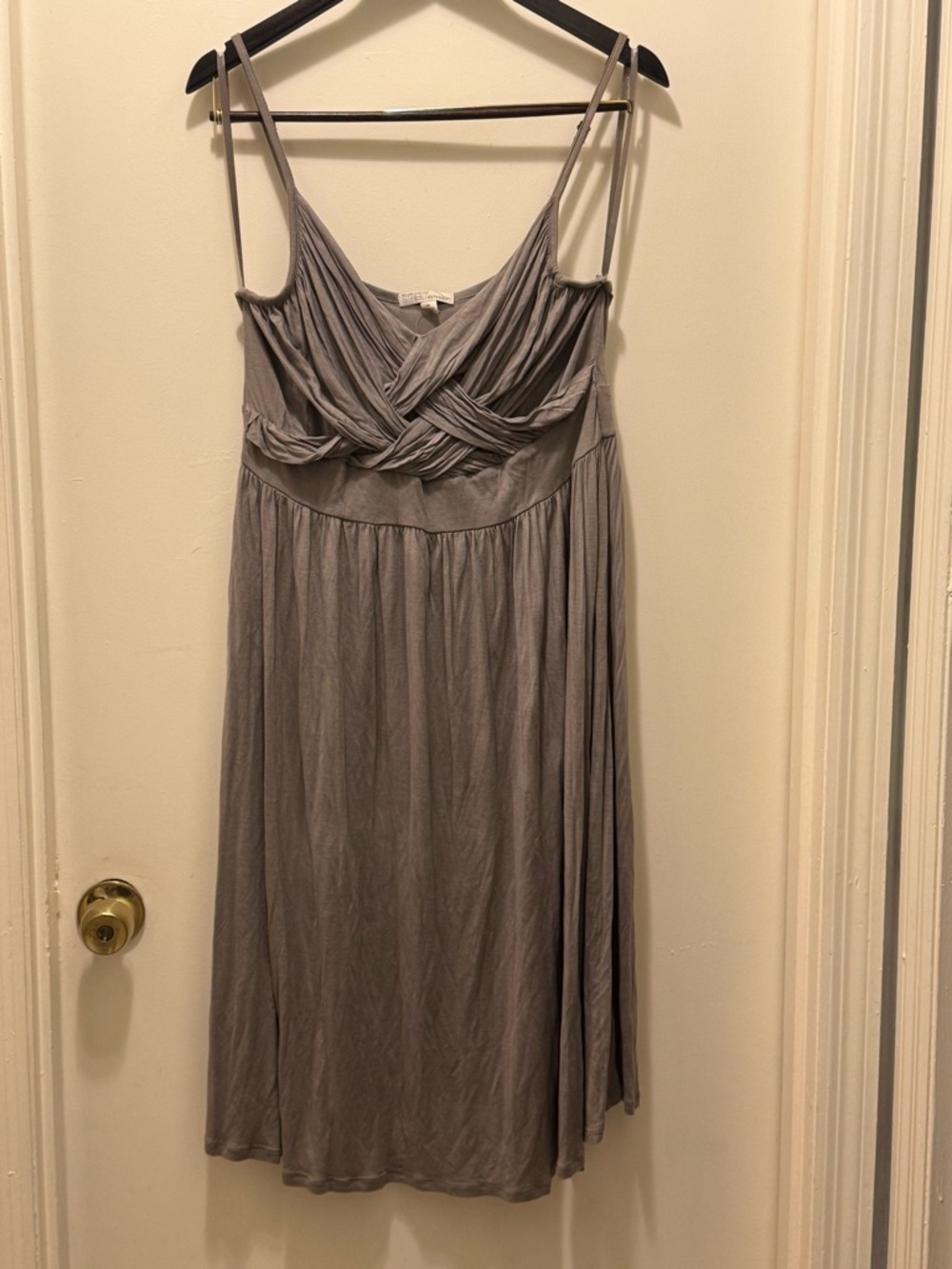 New York & Company Grey Twisted Bodice Midi Dress
